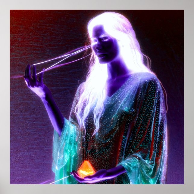 Mystischer Kontrast: Die Leuchtende Wahrsagerin Poster (Vorne)
