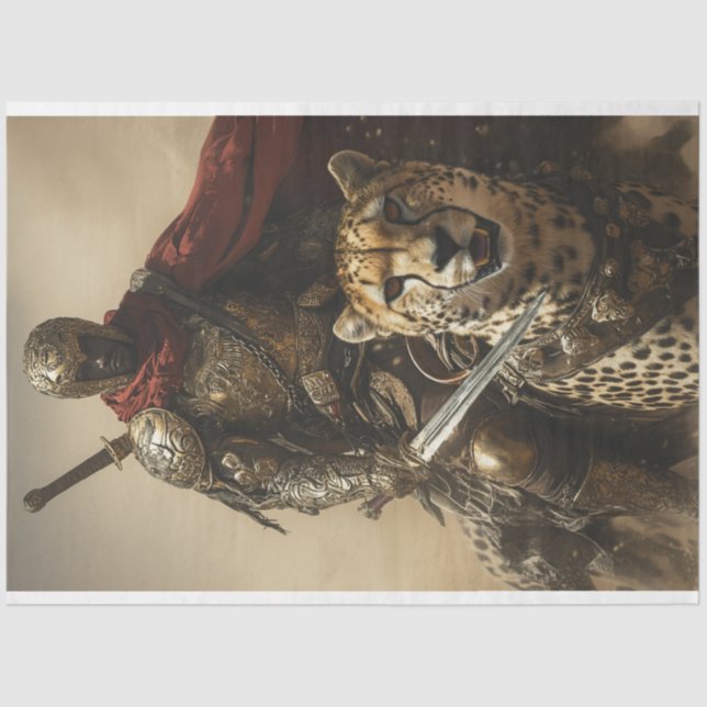 Mystischer Krieger und seine Geparden Seidenpapier (Vorderseite)