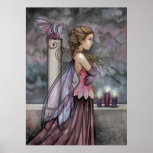 Mystischer Lila Rosa Feen-Drache Poster Druck