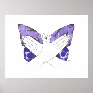 Mystischer Lila Schmetterling in ASL Poster