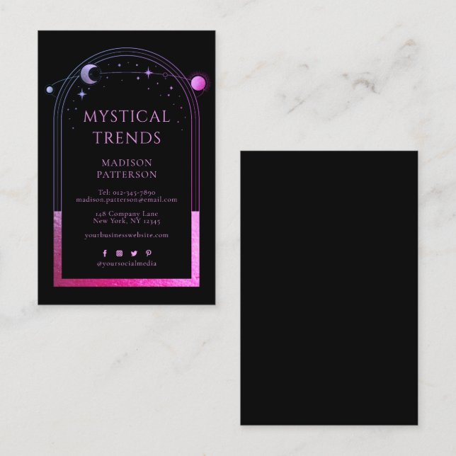 Mystischer, Lila Sonnenmond-Astronomie-Raum Visitenkarte (Vorne/Hinten)