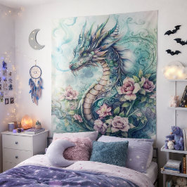 Mystischer Lotus-Drache  Wandteppich