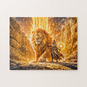 Mystischer Löwe-Zodiak in einer feurigen Fantasie- Puzzle