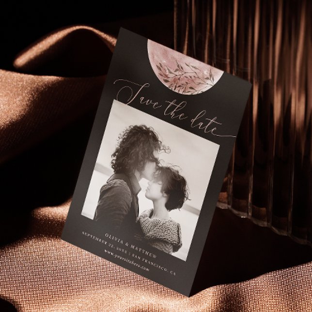 Mystischer Mond | Elegantes Schwarzes kosmisches F Save The Date (Von Creator hochgeladen)