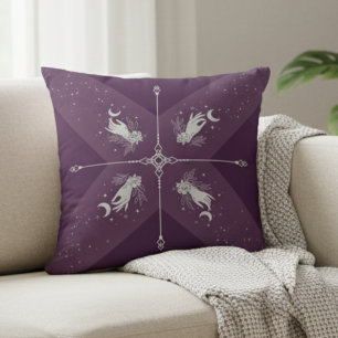 Mystischer Mond Lila Himmlisch Boho Zierkissen