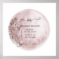 Mystischer Mond Rosa Baby Birth Poster