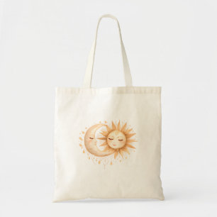 Mystischer Mond und Sonne Celestial Boho-Stil Tragetasche
