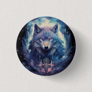 Mystischer Mondwolf-Wächter Button