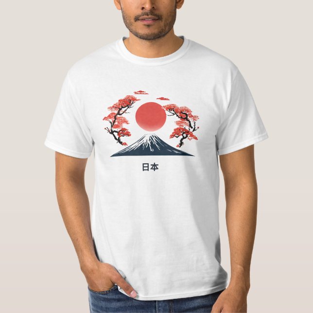 Mystischer Mount Fuji Japanische Schönheit T-Shirt (Vorderseite)