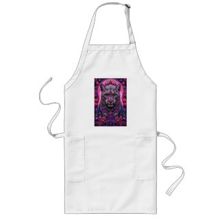 Mystischer Neon-Panther-Blumen-Mandala Lange Schürze