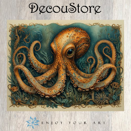 Mystischer Oktopus Vintage-Nautik-Fantasy-Decoupag Seidenpapier