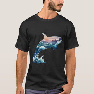 Mystischer Orca-Schwertwal Ozeanwelle Doppelbelich T-Shirt