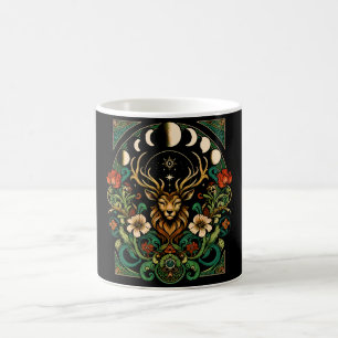 Mystischer paganer Hirsch und Mondphase Kaffeetasse