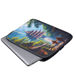Mystischer Pagodenpfad bei Sonnenaufgang Laptopschutzhülle