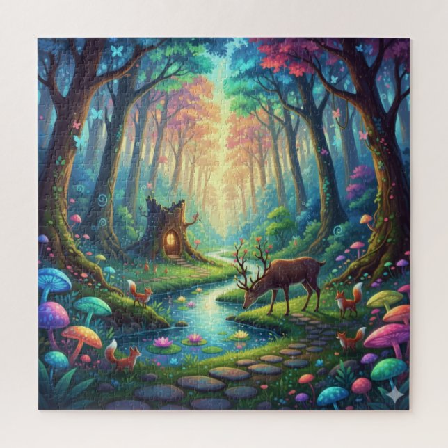 Mystischer Pfad - Wo Hirsche träumen Puzzle (Vertikal)