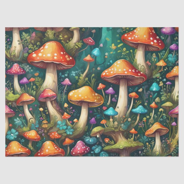 Mystischer Pilzwald Seidenpapier (Vorderseite)