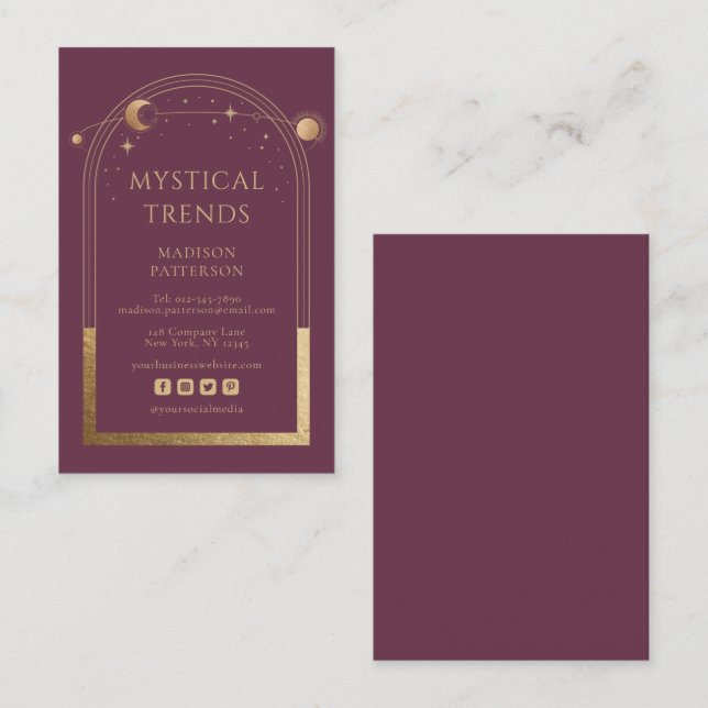 Mystischer Pum Gold Sun Moon Astronomie-Raum Visitenkarte (Vorne/Hinten)