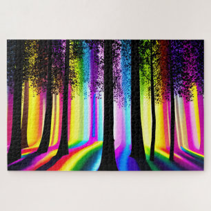 Mystischer Regenbogenwald Surrealer Traum Puzzle