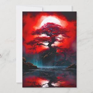 Mystischer roter Baum unter Vollmond Ankündigung