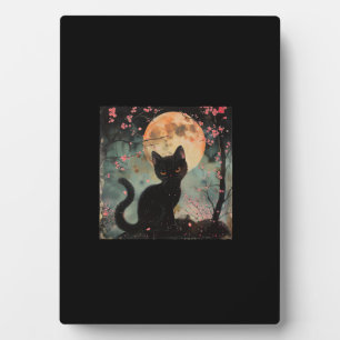 Mystischer Roter Mond mit Schwarzer Katze und Saku Fotoplatte