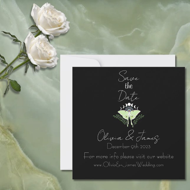 Mystischer schwarzer Boho-Luna-Mondphasen  Save The Date (Von Creator hochgeladen)