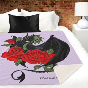 Mystischer schwarzer Drache rote Rosen Lavendel Go Sherpadecke