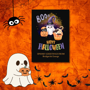 Mystischer schwarzer Geist & Kürbis Halloween-Gruß Feiertagskarte