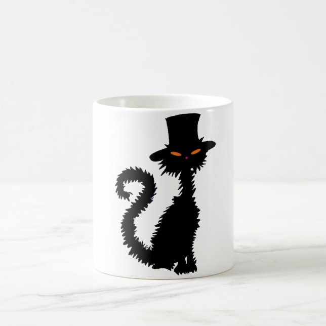 Mystischer schwarzer Katzenbecher Kaffeetasse (Mittel)