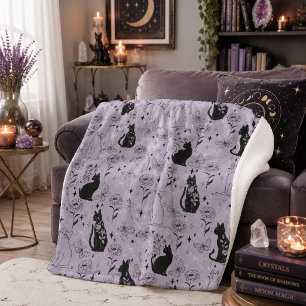 Mystischer schwarzer Katzenschmetterlingsmuster Sherpadecke