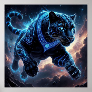 Mystischer schwarzer Panther mit leuchtenden Muste Poster