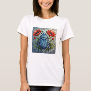 Mystischer Skarabäus-Käfer Allsehendes Auge Mohnbl T-Shirt