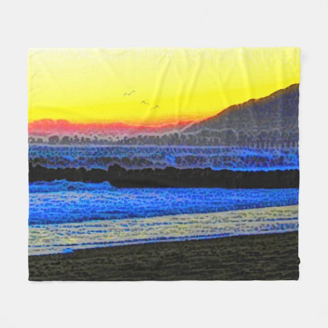 Mystischer Sonnenuntergang  Fleecedecke (Vorderseite (Horizontal))