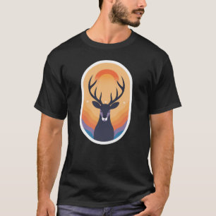 Mystischer Sonnenuntergang-Hirsch Retro-Boho-Hirsc T-Shirt