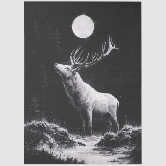 Mystischer Stab unter Vollmond-Dekoupage Seidenpapier (Vorderseite)