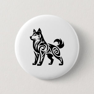 Mystischer starker Stammes-Husky-Hund Button