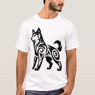 Mystischer starker Stammes-Husky-Hund T-Shirt