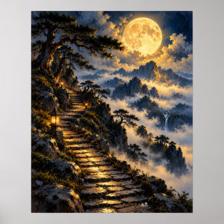 Mystischer Steinpfad Bergmond Poster