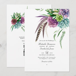 Mystischer Sukkulenten-QR-Code-RSVP-Bohemian-Hochz Einladung