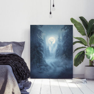 Mystischer surrealer schneebedeckter Wald Kunstpri Poster