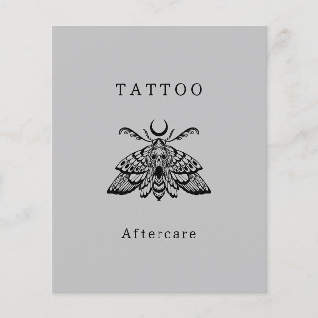 Mystischer Todesmoth Tattoo Aftercare Instructions Flyer (Vorne)