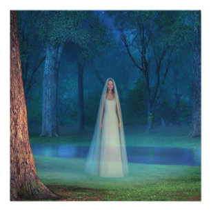 Mystischer Wald bei Nacht – Fantasy-Kunst Fotodruck