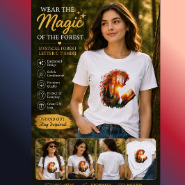 Mystischer Wald Buchstabe C T-Shirt | Fantasy Natu Tri-Blend Shirt