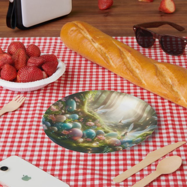Mystischer Wald Fee Magischer Frühling Eier Pappteller (Picknick)