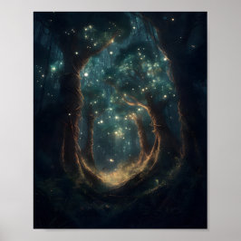 Mystischer Wald, gefüllt mit mächtigen Bäumen Poster