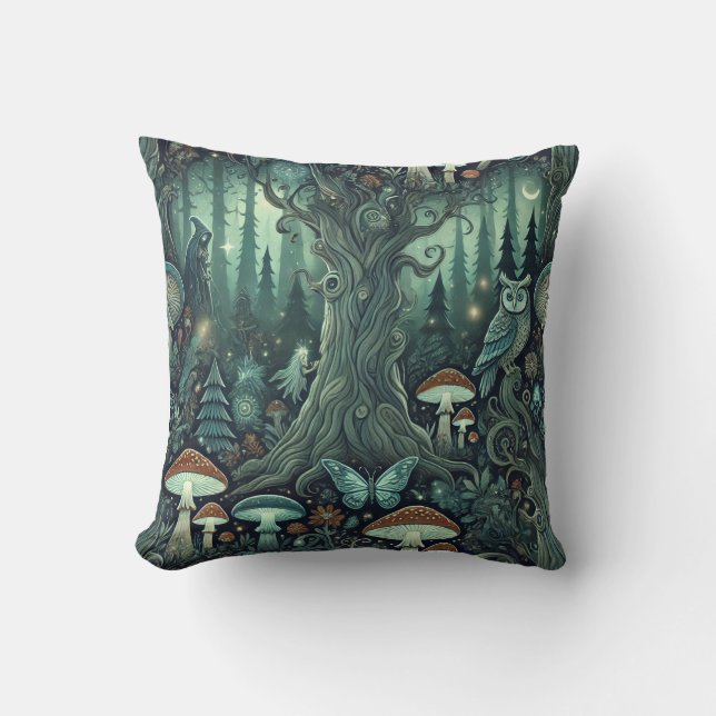 Mystischer Wald Kissen (Vorderseite)