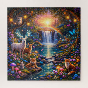 Mystischer Wald Wasserfall Puzzle