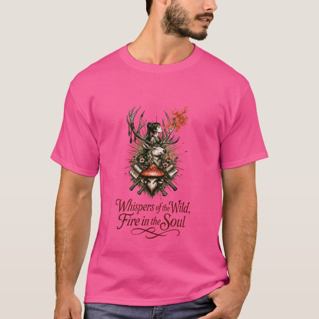 Mystischer Waldgeist Illustration T-Shirt (Vorderseite)