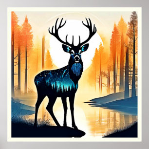 Mystischer Waldhirsch Poster