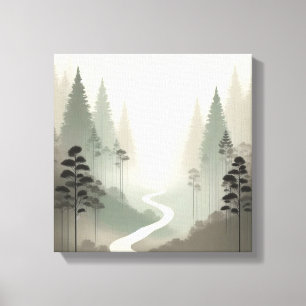 Mystischer Waldweg im sanften Nebel Minimalismus Leinwanddruck