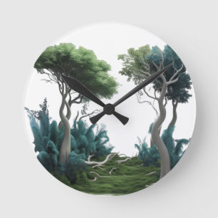 Mystischer Waldweg - Inspirierte Kunstmauer Runde Wanduhr